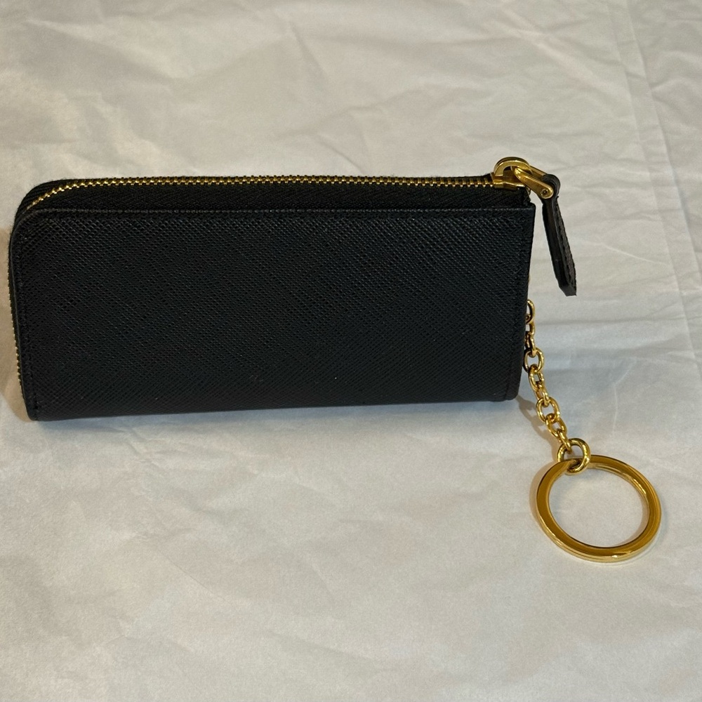 Prada Black Saffiano Coin Purse and Key Chain with Gold Logo - Picture 9 of 14